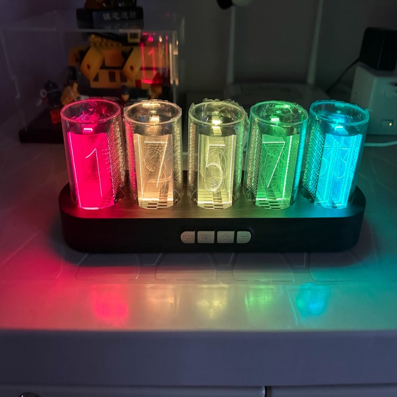 Office Tech Set Up - LED Nixie Tube Clock RGB Gaming