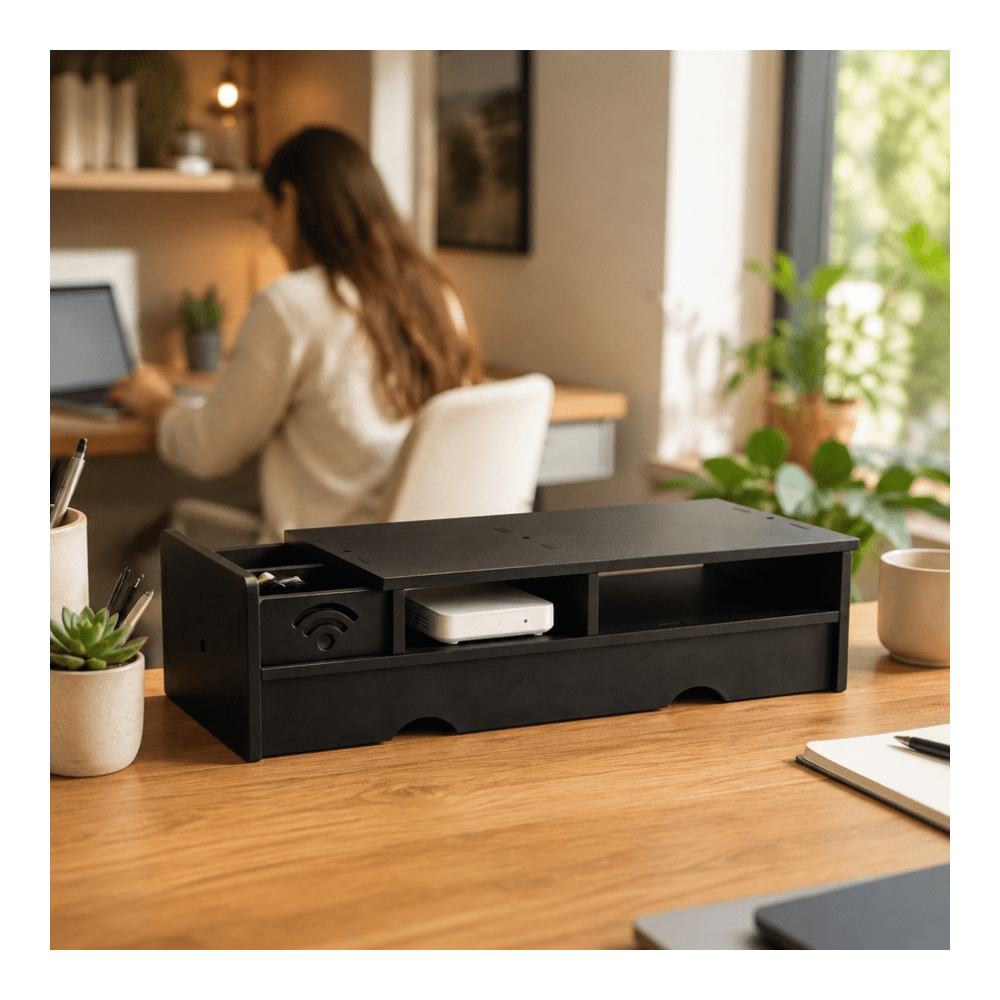 Black Matte WiFi Router Storag - Office Tech Set Up 评论和价格